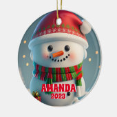 Snowman Christmas Personalisiert Kids Foto Keramik Ornament (Links)