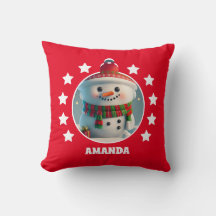 Snowman Christmas Personalisiert Kids Red
