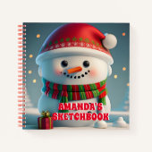 Snowman Christmas Personalisiert Kids Sketchbook Notizblock (Vorderseite)