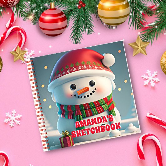 Snowman Christmas Personalisiert Kids Sketchbook Notizblock