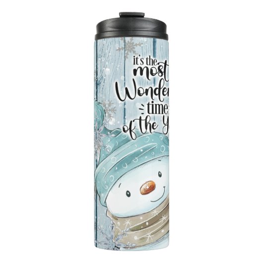 Snowman Christmas Personalize Thermosbecher (Vorderseite)