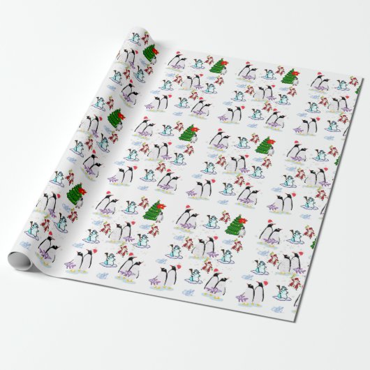 Snowman Christmas Pinguin Wrapping Paper Geschenkpapier (Ungerollt)