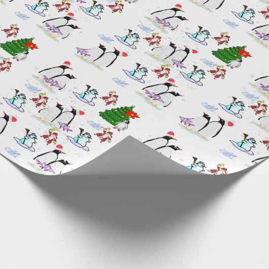 Snowman Christmas Pinguin Wrapping Paper Geschenkpapier (Ecke)