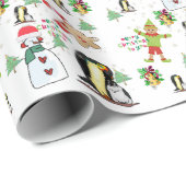 Snowman Christmas Pinguin Wrapping Paper Geschenkpapier (Rolleneckpunkt)