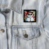Snowman Christmas Pinselstrich Spritzer Cool Winte Button (Beispiel)