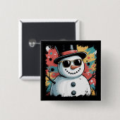Snowman Christmas Pinselstrich Spritzer Cool Winte Button (Vorne & Hinten)