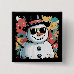 Snowman Christmas Pinselstrich Spritzer Cool Winte Button
