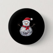 Snowman Christmas Retro Santa Hat Disco Ball Match Button (Vorderseite)
