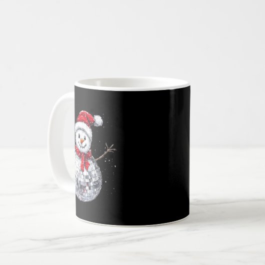Snowman Christmas Retro Santa Hat Disco Ball Match Kaffeetasse (Vorderseite Links)