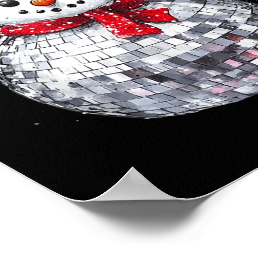 Snowman Christmas Retro Santa Hat Disco Ball Match Poster (Ecke)