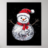 Snowman Christmas Retro Santa Hat Disco Ball Match Poster (Vorne)