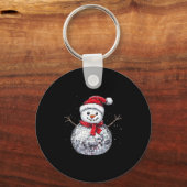 Snowman Christmas Retro Santa Hat Disco Ball Match Schlüsselanhänger (Vorderseite)