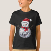 Snowman Christmas Retro Santa Hat Disco Ball Match T-Shirt (Vorderseite)