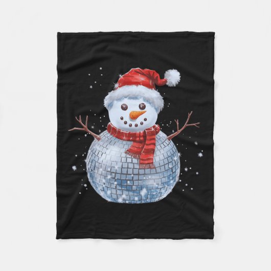 Snowman Christmas Retro Weihnachtsmannmütze Disco Fleecedecke (Vorderseite)