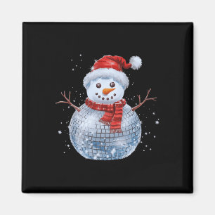 Snowman Christmas Retro Weihnachtsmannmütze Disco Magnet