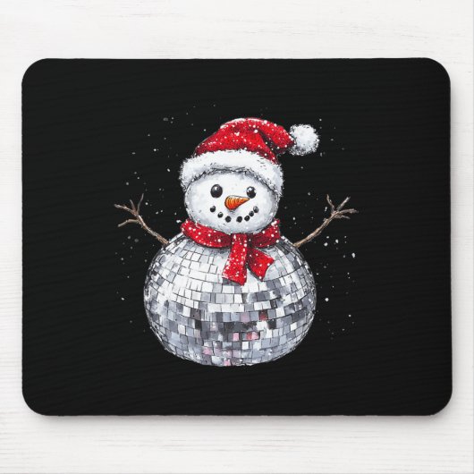 Snowman Christmas Retro Weihnachtsmannmütze Disco Mousepad (Vorne)