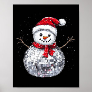 Snowman Christmas Retro Weihnachtsmannmütze Disco Poster