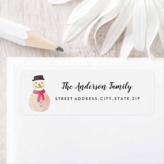 Snowman Christmas Return Address Label (Insitu)