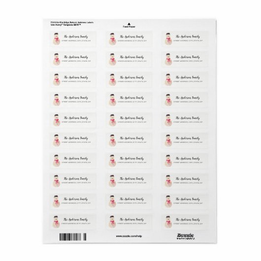 Snowman Christmas Return Address Label (Vorne)
