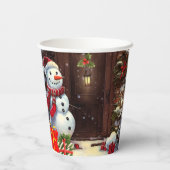 Snowman Christmas Scene Pappbecher (Rückseite)