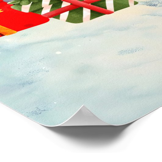 Snowman Christmas Scene Poster (Ecke)