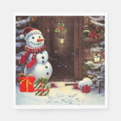 Snowman Christmas Scene Serviette (Vorderseite)
