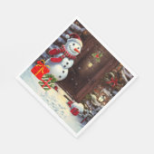 Snowman Christmas Scene Serviette (Ecke)