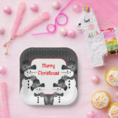 Snowman Christmas Square Pappteller (Party)