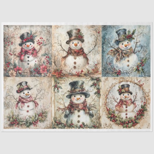 Snowman Christmas Squares Seidenpapier (Vorderseite)