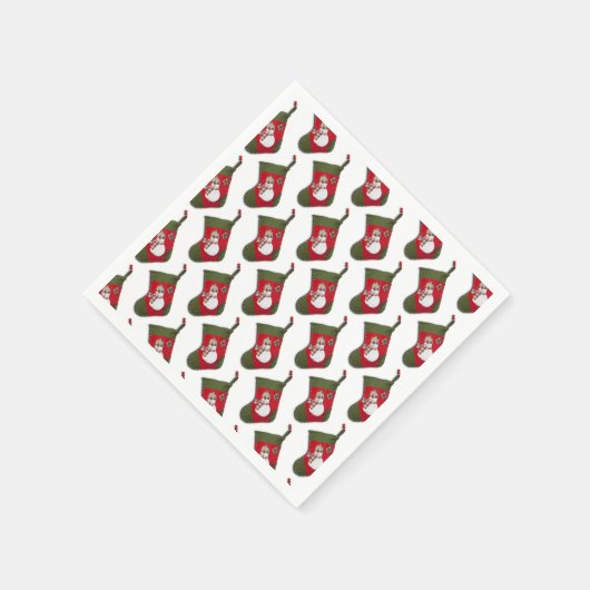 Snowman Christmas Stocking Tiled Pattern Serviette (Ecke)