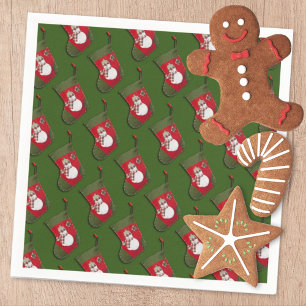 Snowman Christmas Stocking Tiled Pattern Serviette