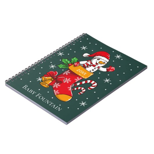 Snowman Christmas Strumpf Candy Cane Snowflakes Notizblock (Linke Seite)