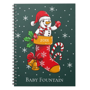 Snowman Christmas Strumpf Candy Cane Snowflakes Notizblock