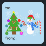 Snowman & Christmas Tree #2-3 Stickers<br><div class="desc">Snowman & Christmas Tree #2</div>