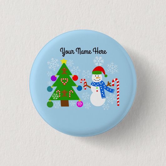Snowman & Christmas Tree #2 Button (Vorderseite)