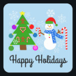 Snowman & Christmas Tree #2 Stickers<br><div class="desc">Snowman & Christmas Tree #2</div>