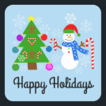 Snowman & Christmas Tree #2 Stickers<br><div class="desc">Snowman & Christmas Tree #2</div>