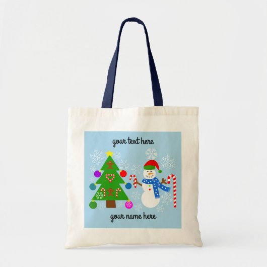 Snowman & Christmas Tree #2 Tote Bag Tragetasche (Vorne)