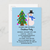 Snowman & Christmas Tree #3 Einladung Postkarte (Vorne/Hinten)