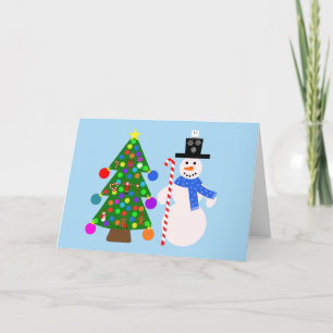 Snowman & Christmas Tree #3 Karte