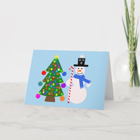 Snowman & Christmas Tree #3 Karte (Vorderseite)