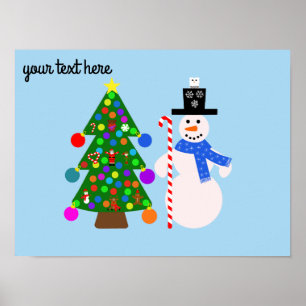Snowman & Christmas Tree #3 Poster