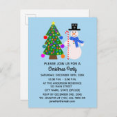 Snowman & Christmas Tree #4 Einladung Postkarte (Vorne/Hinten)