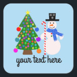 Snowman & Christmas Tree #4 Stickers<br><div class="desc">Snowman & Christmas Tree #4</div>