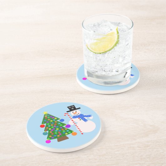 Snowman & Christmas Tree #4 Untersetzer (Seite)