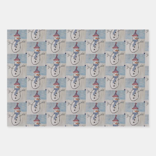 Snowman & Christmas Tree Geschenkpapier Set (Vorderseite 3)