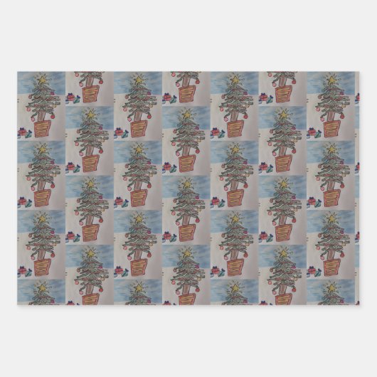 Snowman & Christmas Tree Geschenkpapier Set (Vorderseite 2)