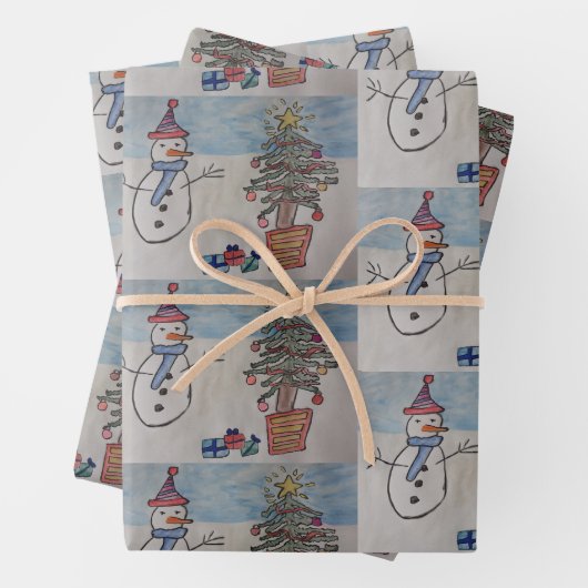 Snowman & Christmas Tree Geschenkpapier Set (Beispiel)