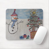 Snowman & Christmas Tree Mouse Pad Mousepad (Mit Mouse)