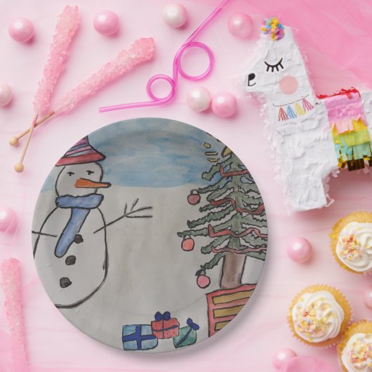 Snowman & Christmas Tree Pappteller (Party)